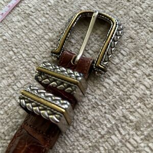 Beautiful brown leather and two tone metal belt by  Brighton